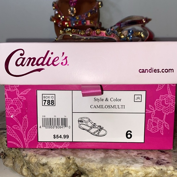 Candies Camilos Multi-Colored Rhinestone Gladiator Strappy Sandal-Women’s Size 6 - Picture 14 of 14
